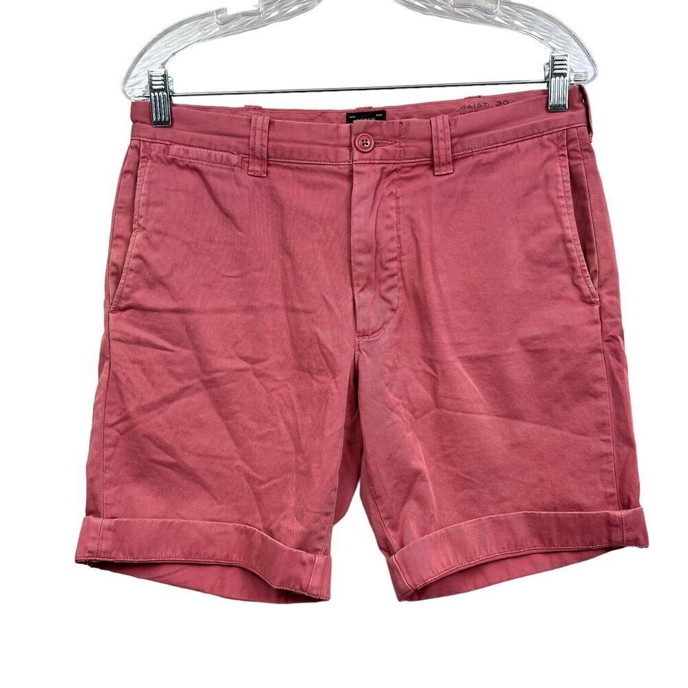 J. Crew Mens Stanton Chino Shorts Cuffed Hem Slash Pockets Salmon Pink Size 30W*
